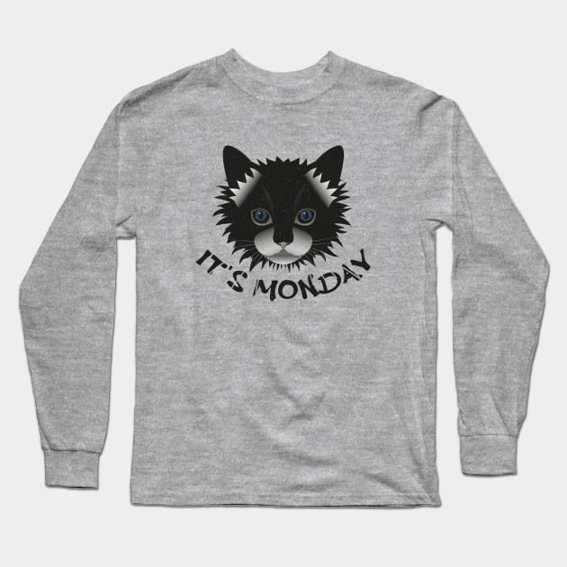 Funny Monday Face Cute Cat Birthday Christmas  Gift Long Sleeve T-Shirt by Best1ne